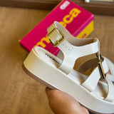 Sandália Moleca Napa Tresse Detalhe Dourado