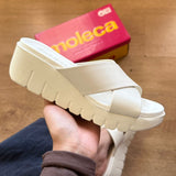 Sandália Moleca Tamanco Tiras Cruzadas