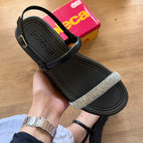 Sandália Moleca Plataforma Tira em Strass