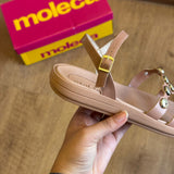 Sandália Moleca Rasteira Pedrarias Douradas